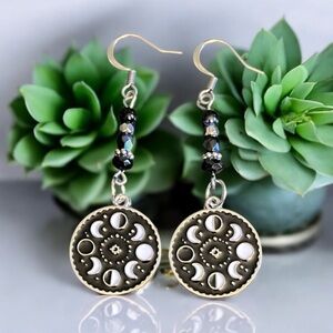 Hand crafted moon phase earrings